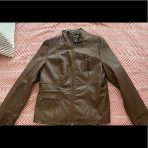 Brown faux leather jacket size medium